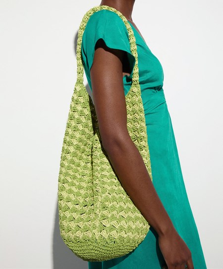 Oysho Woven Hobo Bag Verdi | 43768-PSGB